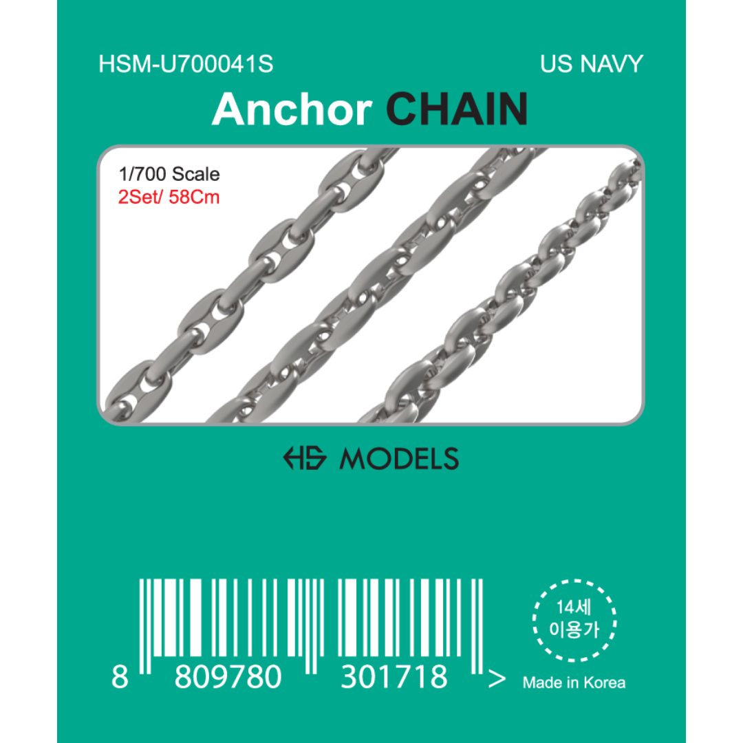 Photo of HS Model HSM-U700041S 1/700 resin anchor chain set for ship models