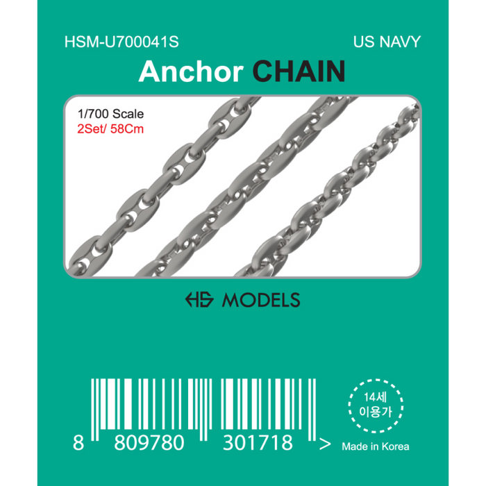 Photo of HS Model HSM-U700041S 1/700 resin anchor chain set for ship models