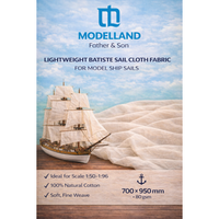 Photo of lightweight 100% cotton batiste sail cloth fabric 80gsm in ecru for model ship sails 1:50–1:96