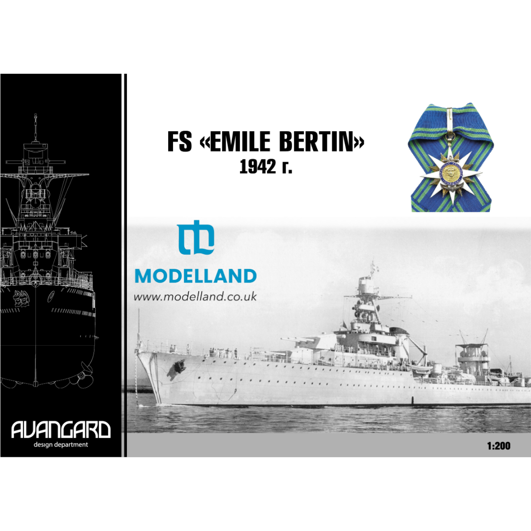 Photo of Émile Bertin Avangard 1:200 card model kit with laser cut frame and detail set