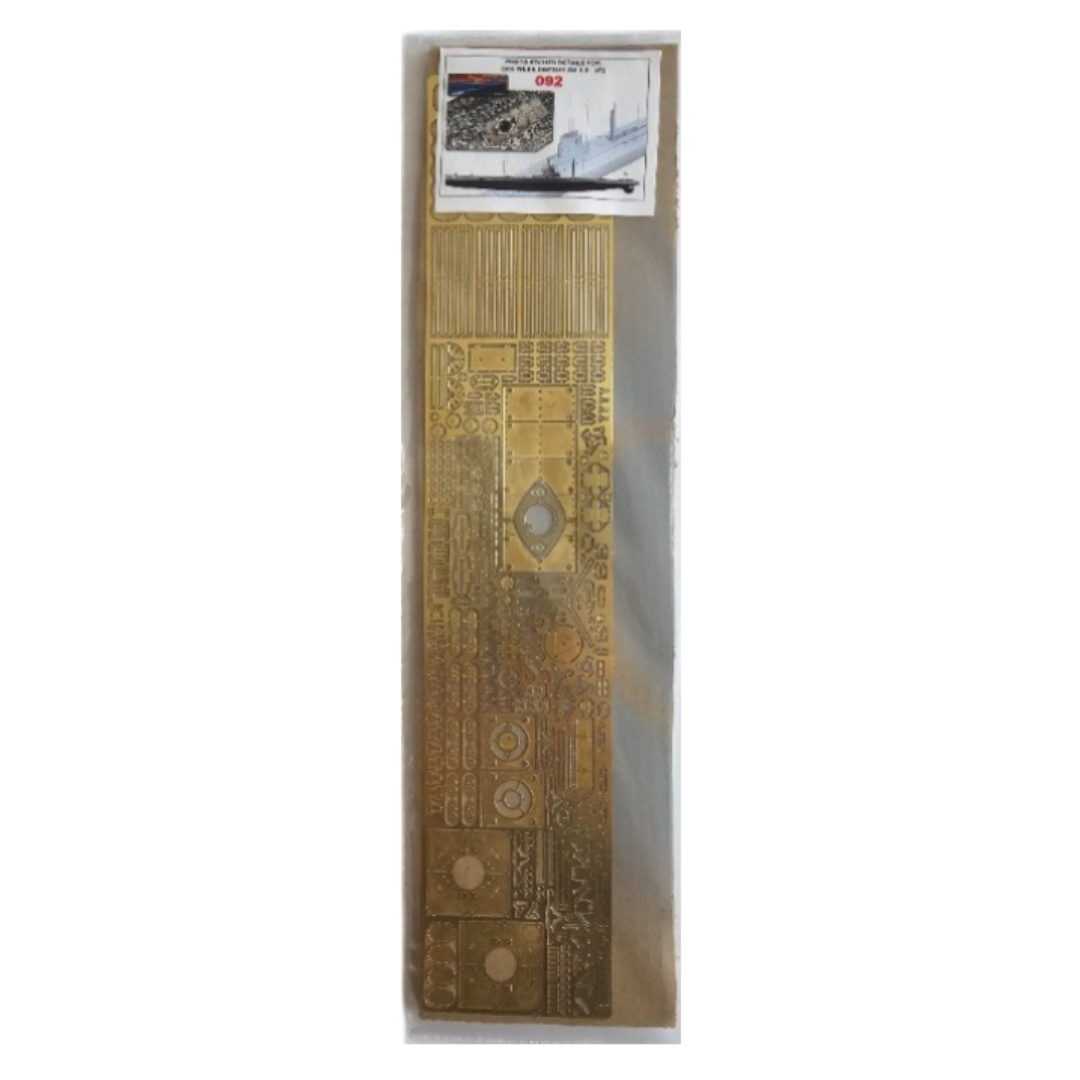 Photo of photo-etched detail set for German U-Boat SM U-09 1:72 scale Das Werk DW72001 RC Subs brass upgrade parts