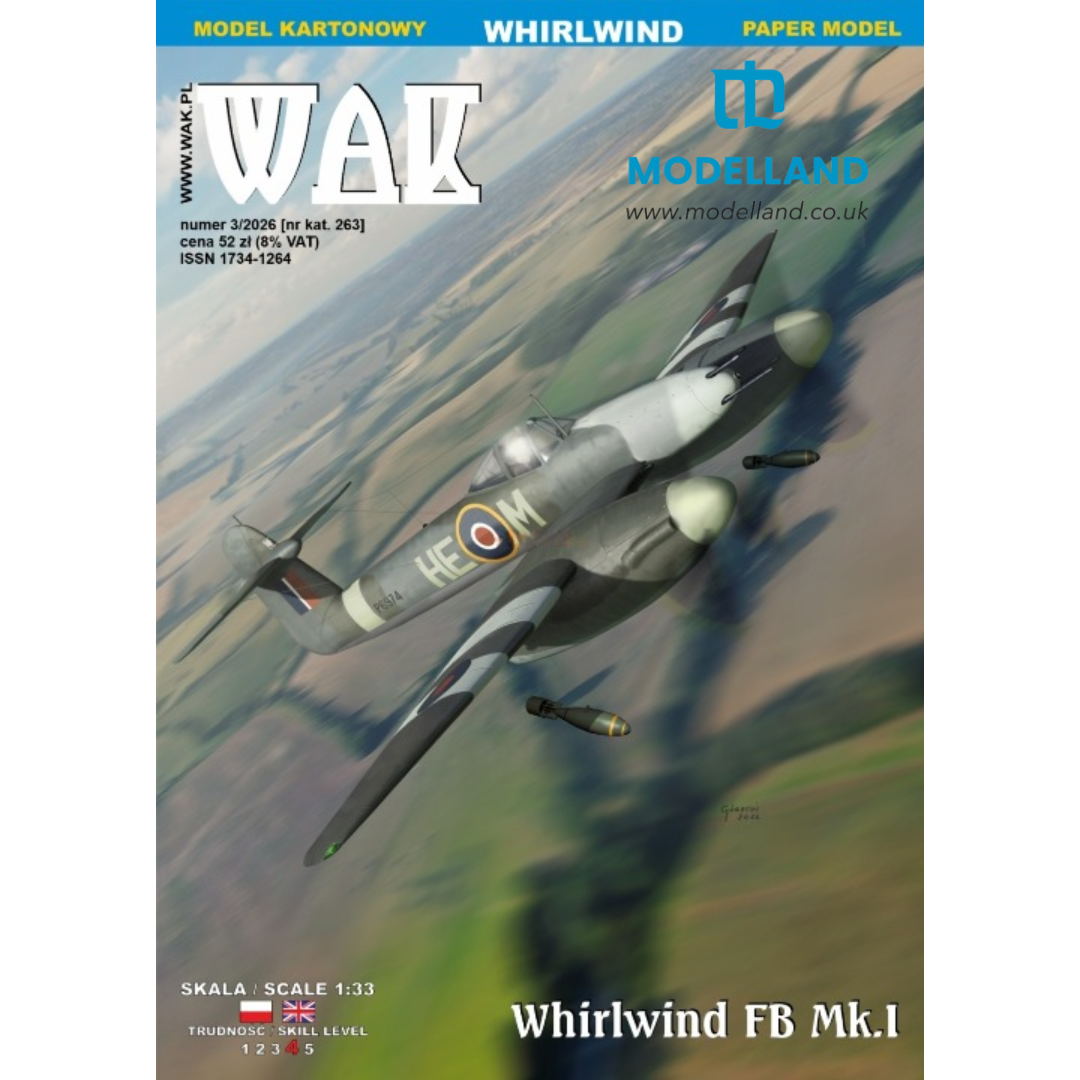 Photo of Westland Whirlwind FB Mk.1 1:33 scale card model kit by WAK 3/2026