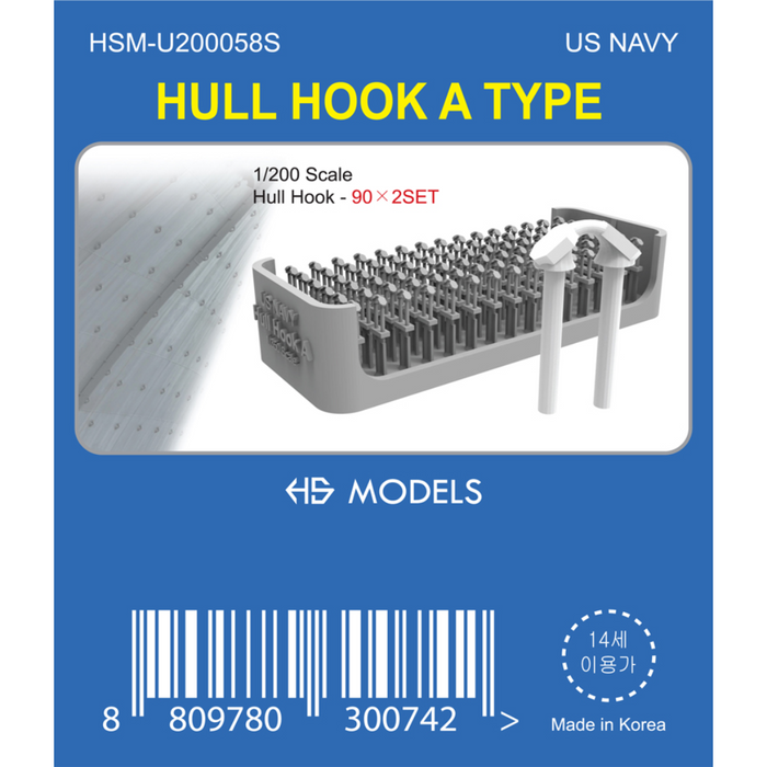 Photo of Hull Hook Type A 1:200 HS Model HSM-U200056S 90 pcs x 2 sets for ship model detailing