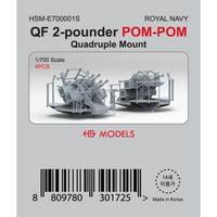 Photo of QF 2-Pounder POM-POM Quadruple Mount resin set 1:700 scale by HS Model with 4 detailed naval AA gun mounts