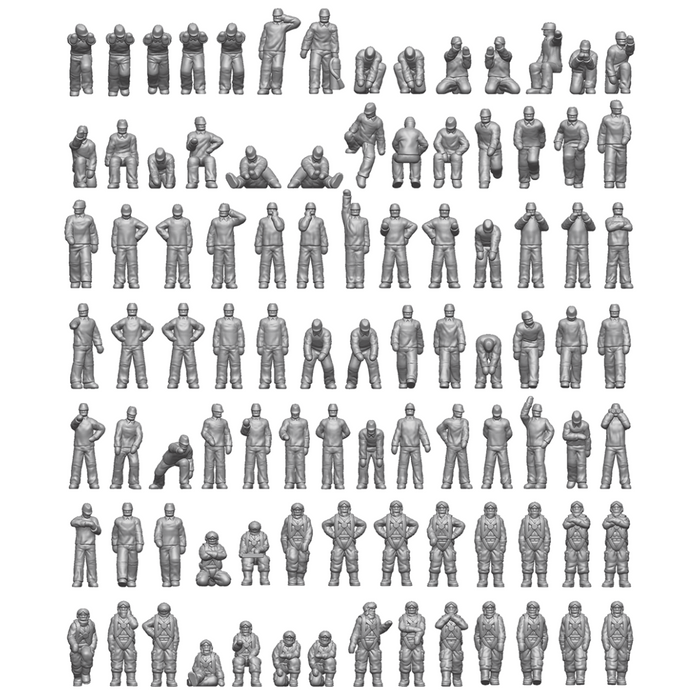 Photo of Imperial Japanese Navy aircraft carrier personnel and pilot figures in 1/700 scale resin