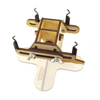 Photo of LMG BB-37 spring clamp module with four clips made from laser-cut plywood