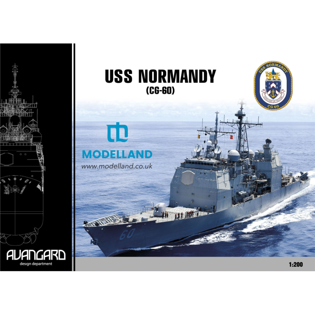 Photo of USS Normandy CG-60 Avangard 1:200 card model kit with laser cut frame and detail set