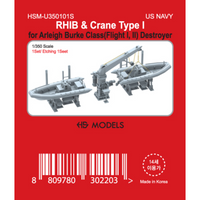Photo of RHIB & Crane Type I photo-etched detail set for Arleigh Burke Class Flight I II destroyer 1:350 scale by HS Model