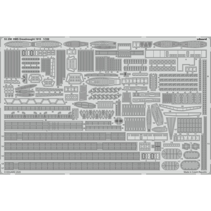 Photo of Eduard 53258 HMS Dreadnought 1915 photo-etched detail set for Trumpeter 1:350 scale model kit