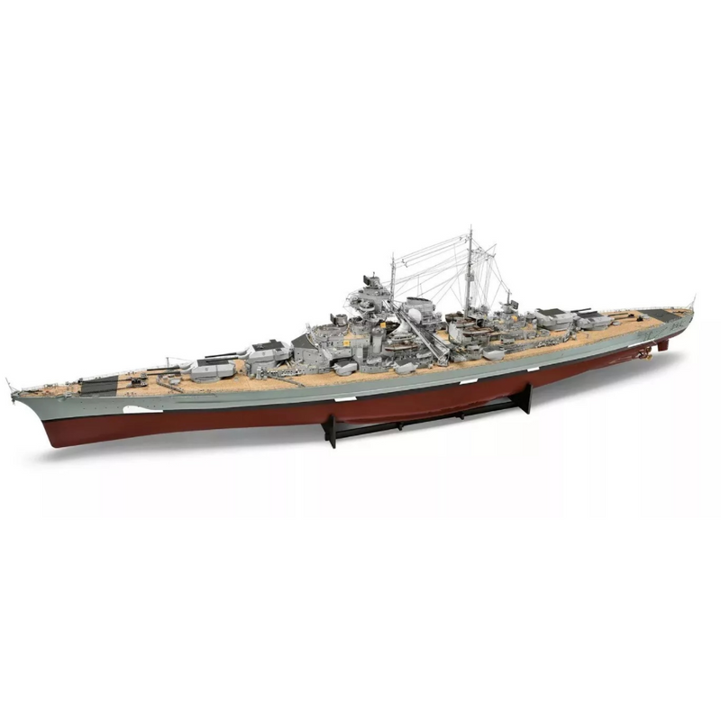 Photo of the 1:200 scale wooden model kit of the WWII battleship Bismarck by Amati