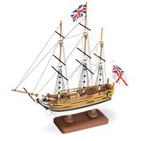 Photo of the Amati HMS Bounty First Step Model Kit in 1:135 scale, assembled wooden beginner ship model