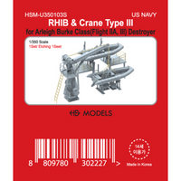 Photo of RHIB and Crane Type III photo-etched detail set for Arleigh Burke Class Destroyer 1:350 HSM-U350103S
