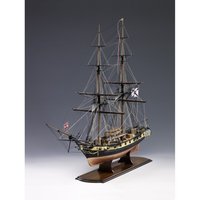 Photo of Amati Mercury wooden ship model kit 1:64 scale showing detailed hull, rigging, and copper-plated finish