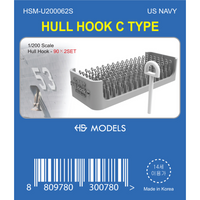 Photo of Hull Hook Type C 180 Pcs 1:200 HS Model HSM-U200062S photo-etched ship model detail set
