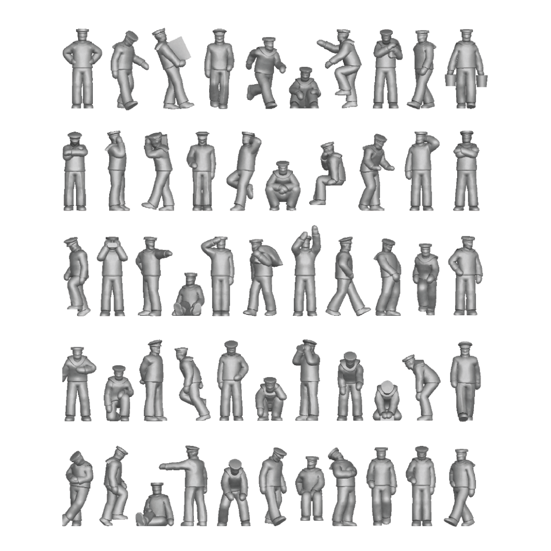 Photo of Imperial Japanese Navy WWII figures on deck set 1:700 scale resin