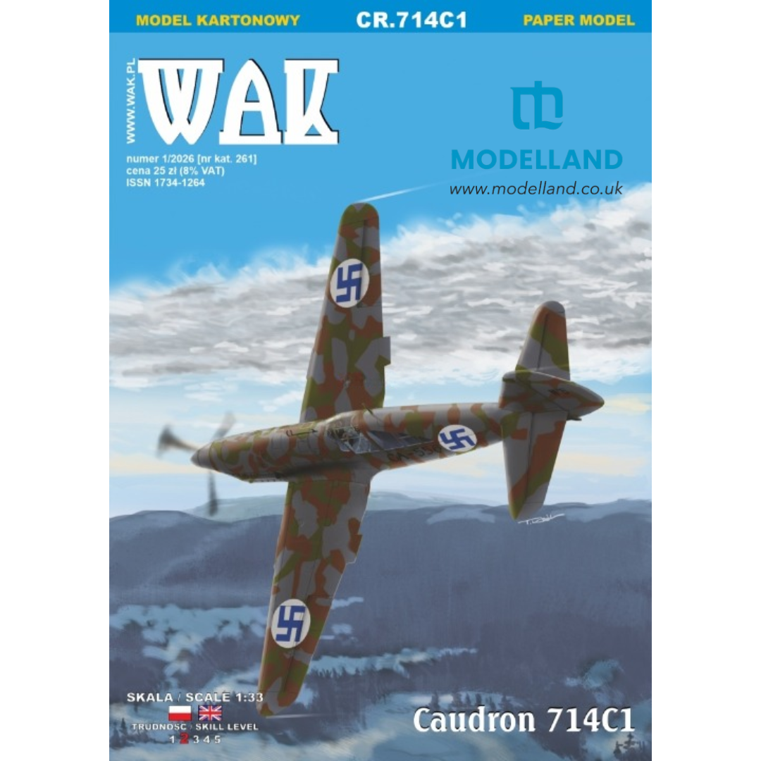 Photo of Caudron CR.714C1 1:33 scale card model kit by WAK Publishing with Finnish 1941 markings