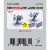 Photo of USN Oerlikon 20mm Cannon Type D 1:350 HS Model set with 15 guns and 24 ammo lockers