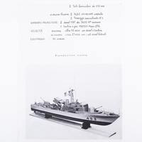 Photo of Amati Freccia Motor Gun Boat model plans B1062, scale 1:50, showing detailed ship blueprints and layout drawings.