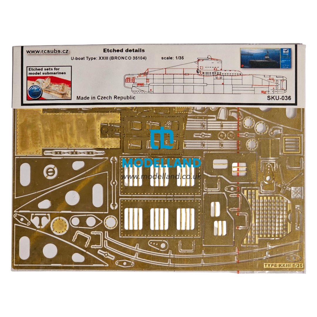 Photo of photo-etched brass detail set for German U-boat Type XXIII 1:35 Bronco 35104 by RCSubs
