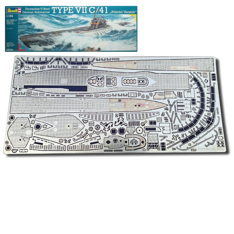 Photo of photo-etched brass upgrade set for German U-Boat Type VIIC/41 Revell 05100 in 1:144 scale by RC Subs