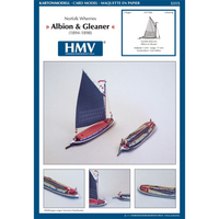 Photo of HMV Norfolk Wherries Albion & Gleaner 1:250 scale card model kit with detailed paper parts and historical English sailing vessel design
