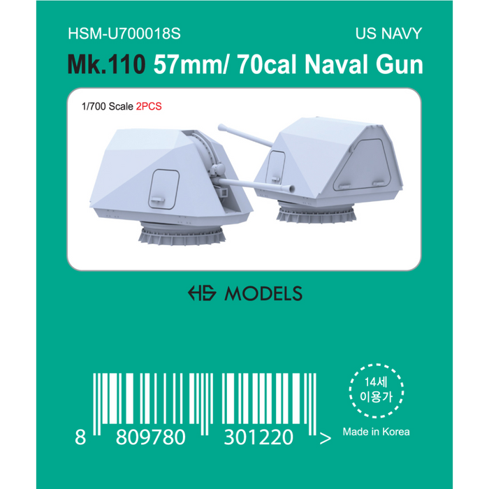 Photo of Mk.110 57mm/70cal Naval Gun 1:700 scale 3D printed resin model by HS Model