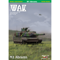 Photo of M1 Abrams 1:32 scale card model from WAK Publishing in Polish Army 1st Warsaw Armored Brigade colors