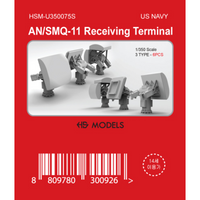 Photo of AN/SMQ-11 Receiving Terminal 1/350 scale resin set by HS Model HSM-U350075S showing six detailed parts in three types