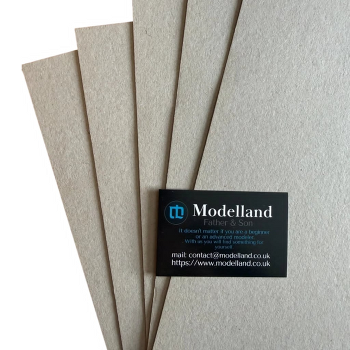 Photo of 1mm Thick Greyboard Modeling Cardboard in A4 Size, a pack of 5 sheets, suitable for a wide range of crafting and model-making applications.