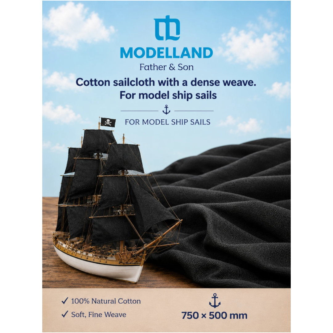 Photo of Black Dense Weave Cotton Sail Cloth Fabric for Model Ship Sails by Modelland