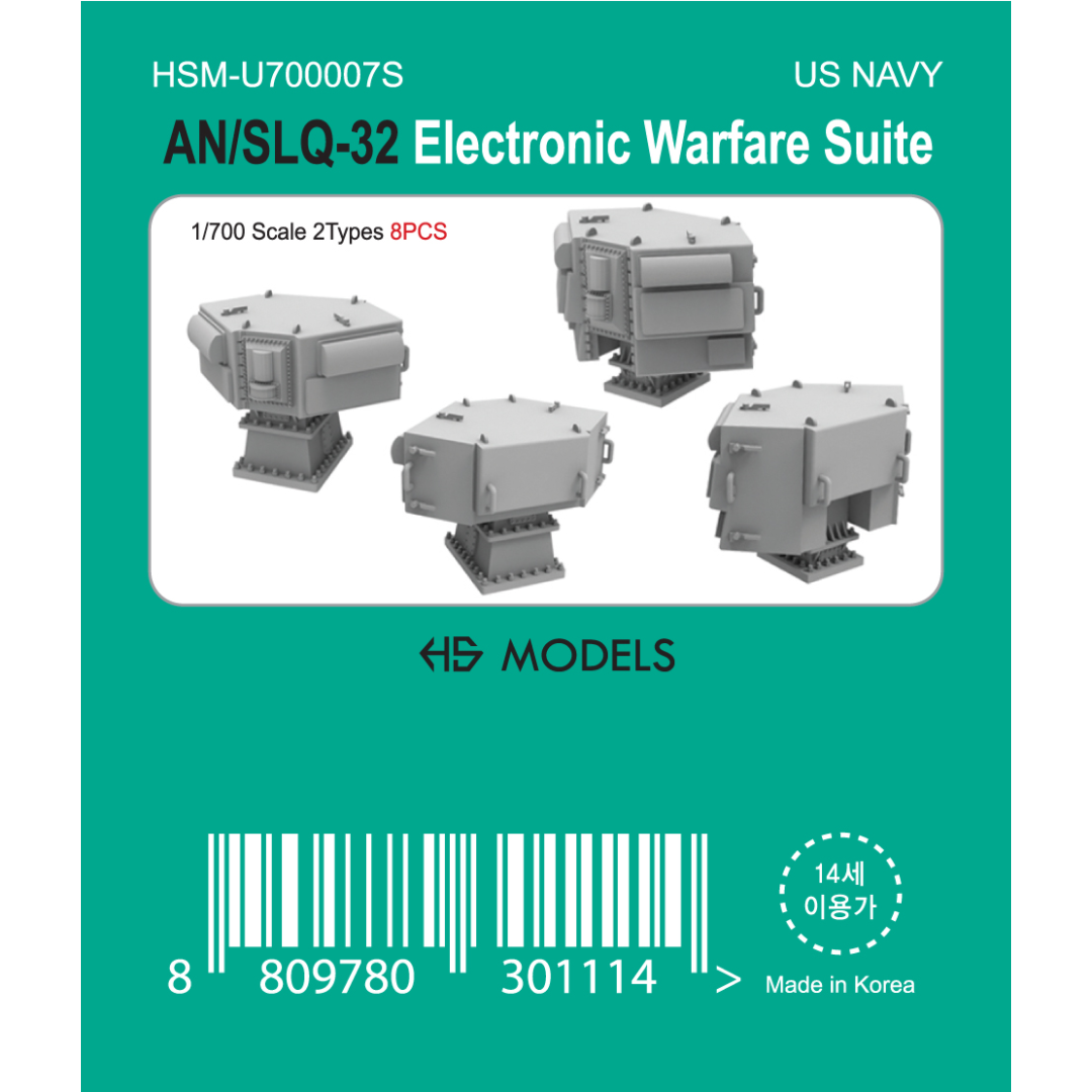 Photo of AN/SLQ-32 Electronic Warfare Suite 1:700 scale resin model set by HS Model HSM-U700007S showing detailed 3D printed parts
