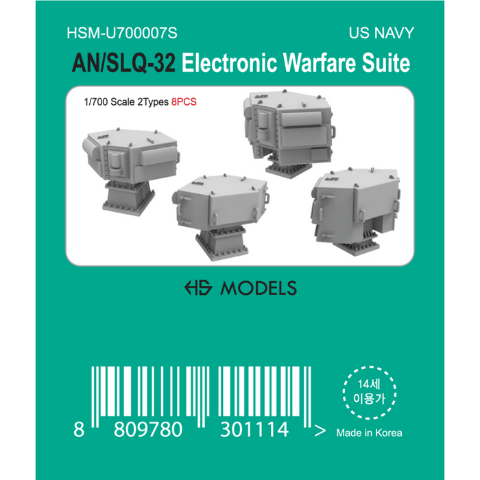 Photo of AN/SLQ-32 Electronic Warfare Suite 1:700 scale resin model set by HS Model HSM-U700007S showing detailed 3D printed parts