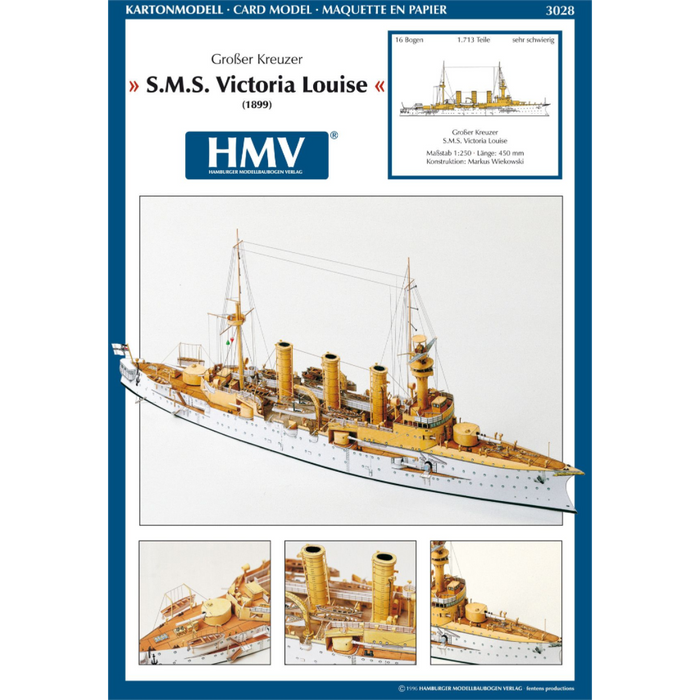 Photo of HMV card model kit SMS Victoria Louise 1901 heavy cruiser scale 1:250