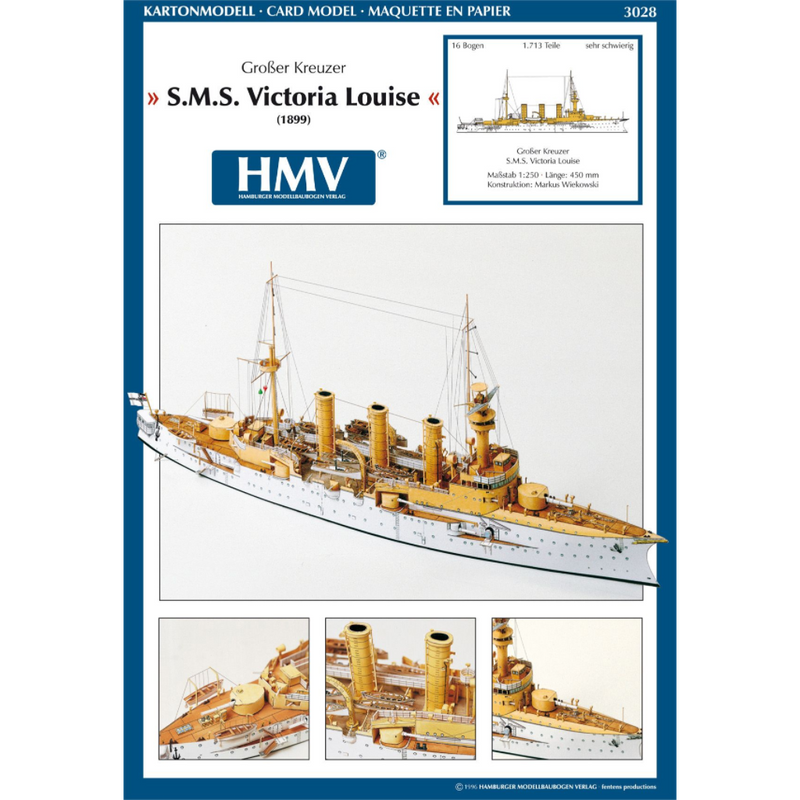 Photo of HMV card model kit SMS Victoria Louise 1901 heavy cruiser scale 1:250