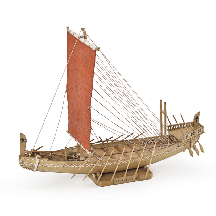 Photo of Amati B1403 Egyptian Ship model kit in 1:50 scale, wooden ancient Egyptian vessel with fabric sails