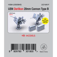 Photo of USN Oerlikon 20mm Cannon Type B 1/350 scale resin model set by HS Model