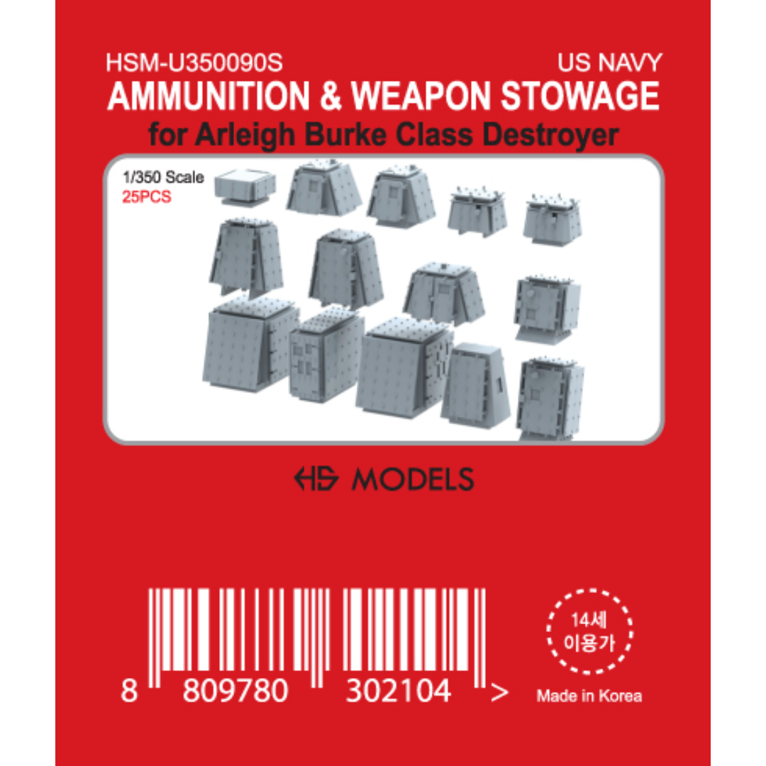 Photo of HS Model Ammunition & Weapon Stowage Set 25 pcs 1/350 scale 3D printed resin accessories