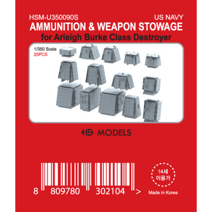 Photo of HS Model Ammunition & Weapon Stowage Set 25 pcs 1/350 scale 3D printed resin accessories