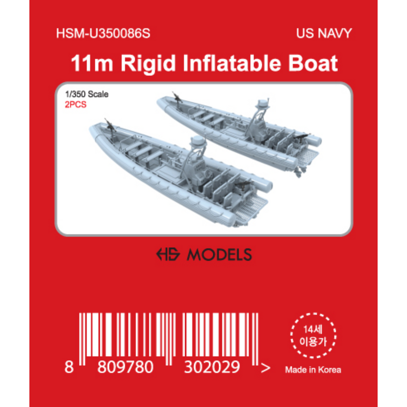 Photo of 11m Rigid Inflatable Boat 1/350 scale 3D printed resin model set from HS Model HSM-U350086S