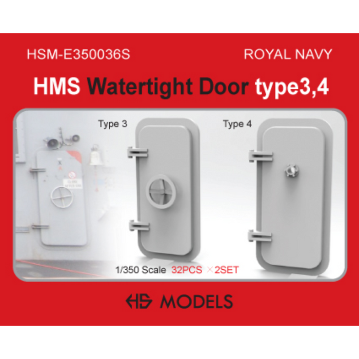 Photo of Royal Navy Watertight Door Type 3 & 4 set in 1/350 scale from HS Model HSM-E350036S, 3D printed resin parts for ship models