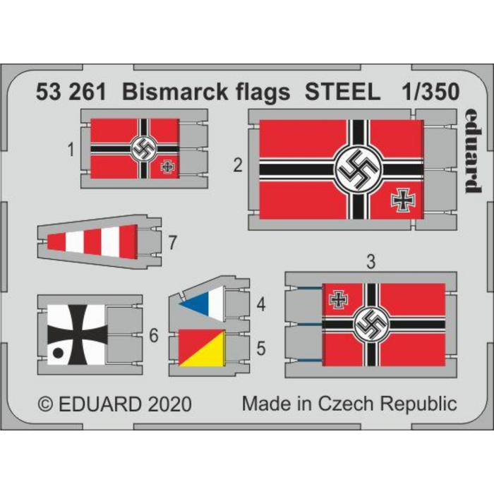 Photo of Eduard 53261 Bismarck flags steel photo-etched set 1/350 for Trumpeter