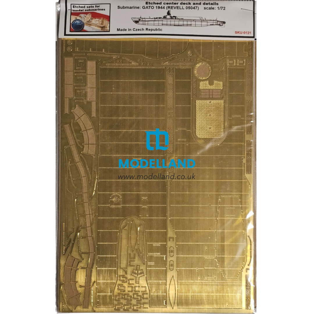 Photo of photo-etched brass center deck and detail set for USS GATO 1944 submarine 1:72 Revell 05047 by RCSubs