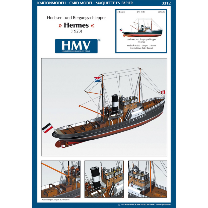 Photo of HMV Motor Tugboat Hermes 1923 Paper Model Kit 1/250 Scale – Bugsier Tug Boat by HMV