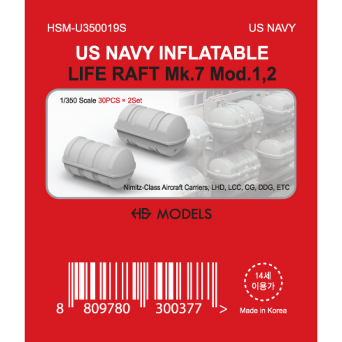 Photo of US Navy Inflatable Life Raft Mk.7 Mod.1/2 1/350 scale resin model set by HS Model HSM-U350019S