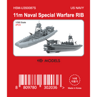 Photo of 11m Naval Special Warfare RIB 1/350 scale resin model kit by HS Model showing two detailed boats