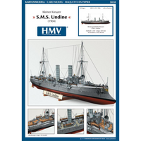 Photo of HMV card model kit SMS Undine 1:250 scale paper model ship with full hull and waterline build options