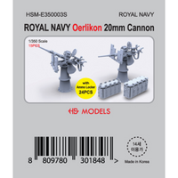 Photo of Royal Navy Oerlikon 20mm Cannon 1/350 scale 3D printed resin model set from HS Model