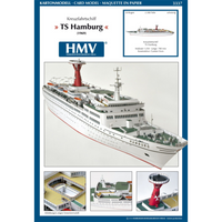 Photo of HMV TS Hamburg paper model kit 1:250 with detailed cruise ship design and original lifeboats