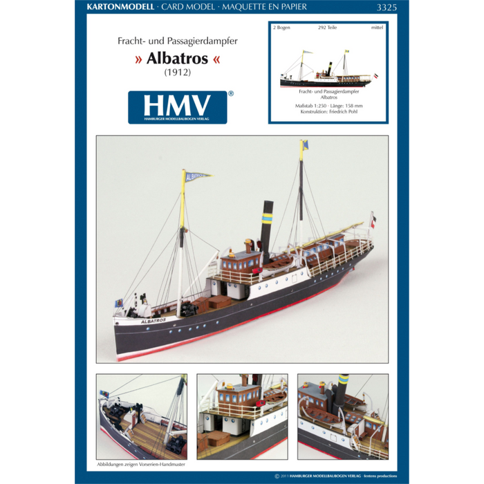 Photo of HMV Freight and Passenger Steamer Albatros 1:250 paper model kit with detailed printed parts designed by Friedrich Pohl