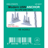 Photo of Modern US Navy Anchor for LPD 1:700 scale resin model set with four anchors and printed chain by HS Model